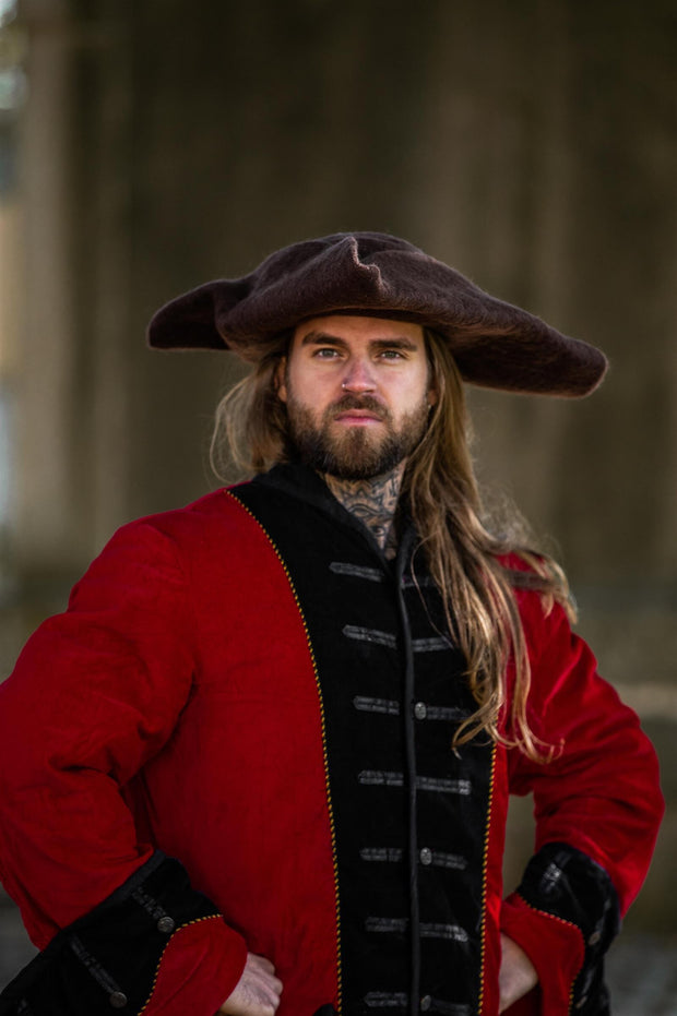 Hugo-huopahattu, tricorne-malli, villahuopaa – ruskea tai harmaa